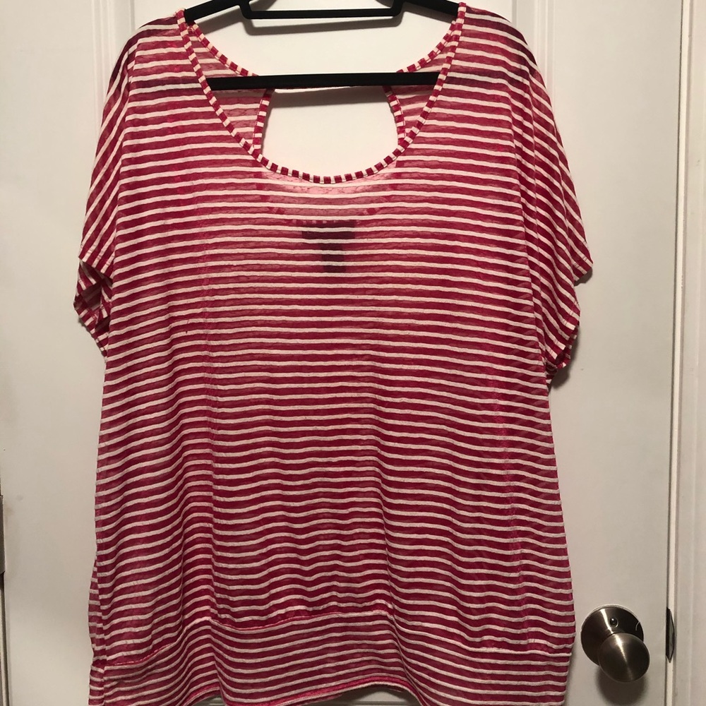 Lane Bryant pink and white striped top